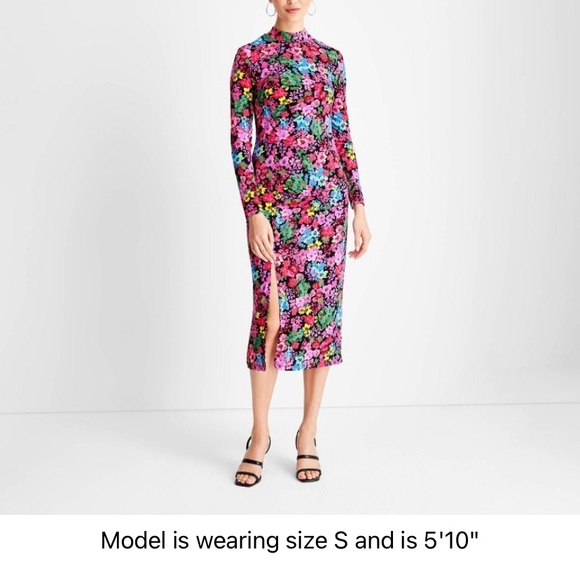 XXS 🔖 FUTURE COLLECTIVE Floral Long Sleeve Mock Neck Dress Kahlana Barfie… - Picture 8 of 12